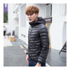 Light Thin Short Down Coat Man Hooded Fashionable   black
