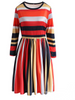 Fashion Multi Stripe Casual Long Blouse Shirt Top One-Piece Dress