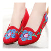 Antiguo Beijing Cloth Bordado Zapatos 5 Pétalos Flores