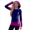 Mujer Estilo Urbano Popular 2 Colores Azul Gris Lila Degradado Top con Capucha