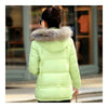 Winter Slim Candy Color Fur Collar Short Down Coat light green
