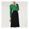 Splicing Contrast Color Batwing Sleeve Long Dress Belt   green   S