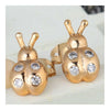 Galvanized Austrian Zircon Ear Studs Ladybird   white