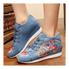 Prunus Triloba Sportschuhe Vintage Peking Stoff Schuhe Bestickt Schuhe Blau