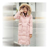 Hiver Chic Long Épais Fin Col Fourrure Femme Doudoune Rose
