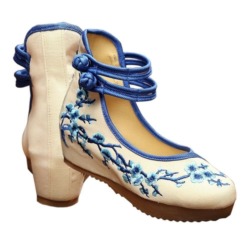 Old Beijing Cloth Shoes Plum Blossom Increased within   blue