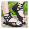 Alt Peking Stoff Bestickt Schuhe Niedrig-Schnitt Schwarz