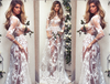 Semi-Sheer White Floral Embroidered Mesh Illusion Maxi Long Party Dress