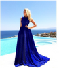 Romantique Bleu Roi / Rouge Dentelle Boutique Maxi Longueur Train Robe Soirée