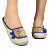Old Beijing Cloth Embroidered Shoes Flax Slippers  blue