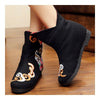 Vintage Beijing Cloth Shoes Embroidered Boots black thin shoes 35