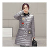 Hiver Fin Clair Fin Doudoune Femme Milieu Long Gris