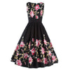Sommer Damen Vintage Druck Kleid Hepoburn Style