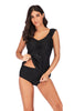 Women Classic Solid Black bandage closure Padded One Piece  Swimsuit Padded Bra