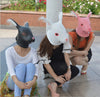 Rabbit Head Mask Rubber Latex Animal Costume Full head Mask Halloween Costume Fa