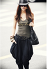 Mujer Trendy Negro Harén Pantalones Anchos Pantalones