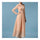 Long Sleeve Dress Stand Collar Macrame Pleat   nude pink  S