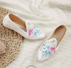 Chinesisch Vintage Ethnische Stickerei Ballerinas Marry Janes Tanz Schuhe Fächer