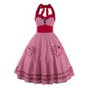 Checks Slim Dress Sexy Backless Halt Bubble Skirt   red