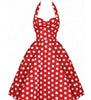 50s Rockabilly Retro Audrey Hepburn Womens Halter Strappy Polka Dot Swing Dress