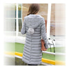 Invierno Plumón Mujer Medio Largo Grueso Claro Talla Grande Ight Gris