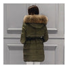 Loose Warm Woman Down Coat Slim Middle Long   army green