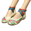 Chinese Embroidered Floral Shoes Women Ballerina Mary Jane Flat Ballet Cotton Lo