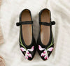 Chinese  Vintage Ethnic Embroidery Ballet Flat Marry Janes Dancing Shoes Orchid