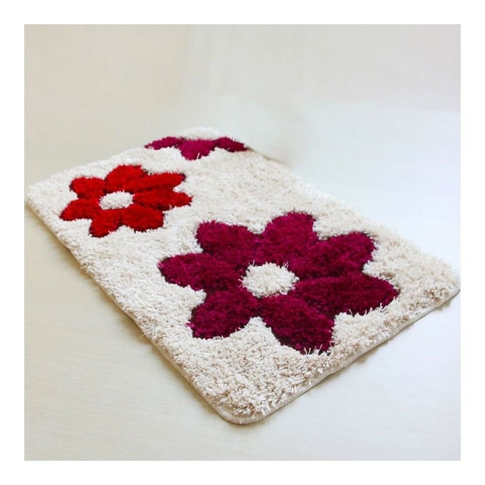 Flowers Non-slip Door Ground Mat Carpet   red   45*65cm