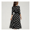 Polka Dot Sunny Flax Seventh Sleeve Middle Long Dress  S