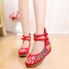 Vieux Beijing Chiffon Chaussures Brodé à Talon Haut Femme National Style