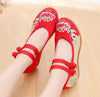 Chinesisch Ethnische Stickerei Hoher Absatz Aufzug Cheongsam Tanz Schuhe Bouquet