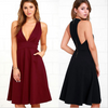 Sexy Granate Escotado Cremallera Trasera Boutique Vestido de Fiesta
