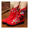 Vintage Beijing Cloth Shoes Embroidered Boots red 35