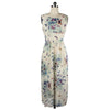 Bohémien Mousseline de Soie Robe Longue sans Manche Impression Bleu
