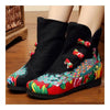 Vintage Beijing Cloth Shoes Embroidered Boots black thin shoes 35