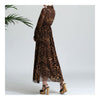 Dreamlike Chiffon Long Sleeve Fake 2pcs Suit Long Dress   leopard print  M