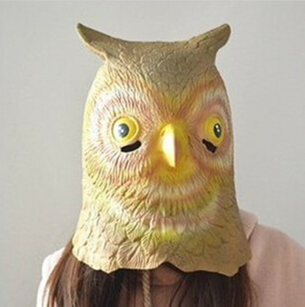 Owl Head Mask Rubber Latex Animal Costume Full head Mask Halloween Costume Fancy