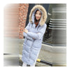 Hiver Chic Long Épais Fin Col Fourrure Femme Bas Coatight Vert
