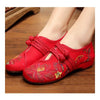 Lotus Cowhells Old Beijing Cloth Embroidered Shoes   red