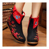 Vintage Beijing Cloth Shoes Embroidered Boots black 35