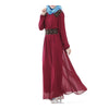 Long Sleeve Malaysian Muslim Women Garments Big Peplum floral Dress Chiffon