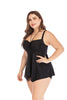 Women Classic Solid Black Padded One Piece  Suspended Strape Dress Swimsuit Pad