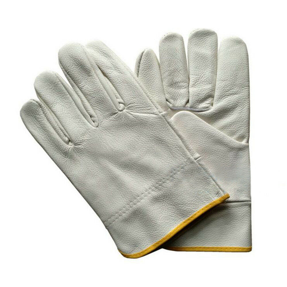 1 psc Mig Welding WELDERS Work Soft Cowhide Leather Plus Gloves 25cm White