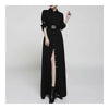 Slim Long Sleeve Slit Super Long Dress    S
