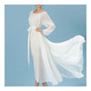 Langärmeliges Kleid Böhmisch Langer Rock Chiffon WEISS S