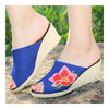 Old Beijing Cloth Embroidered Shoes Peep-toe   blue