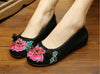 Chinese Embroidered Floral Shoes Women Ballerina Mary Jane Flat Ballet Cotton Lo