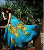 Sexy Sleeveless Boho Peacock Swing Maxi Long Dress with Belt