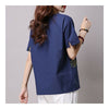 Loose Casual Little Fish Short Sleeve T-shirt   dark blue